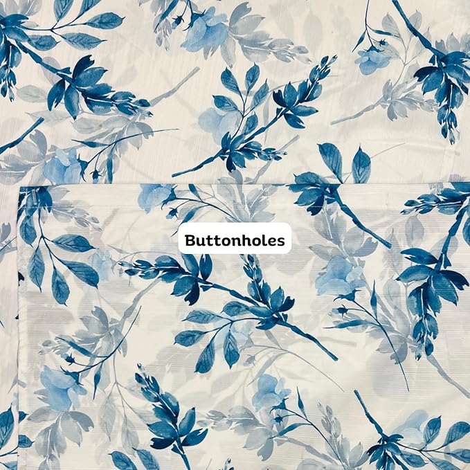 Serafina Home Hotel Quality Fabric Bathroom Shower Curtain: Floral Leaf Damask - Blue, Teal and White (72 x 70 inches)