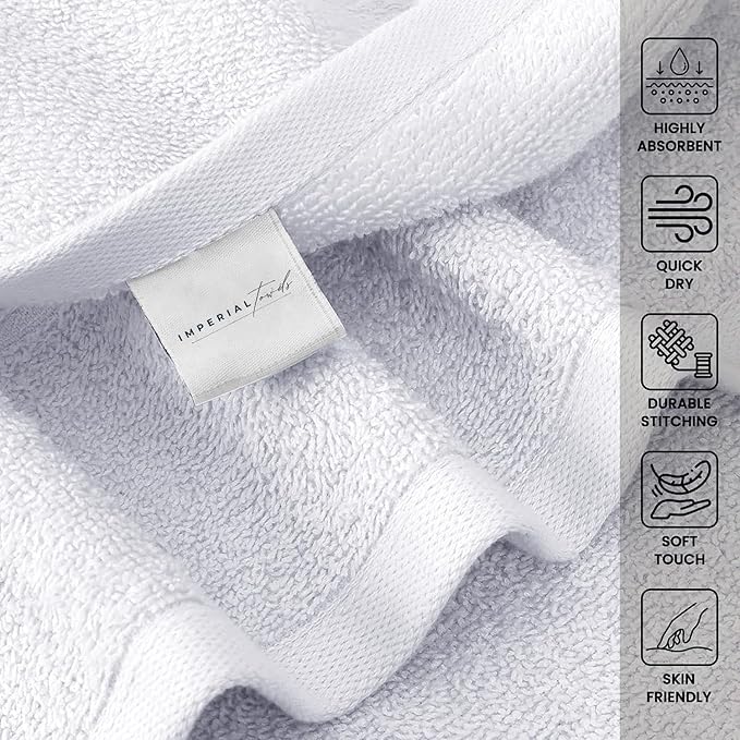 Hand Towels (Pack of 24) White Economy Towels Salon Towels - 100% Cotton Spa Towel– 16 x 27 Inches Highly Absorbable, Facial, Gym, Hair Face Towels Bulk