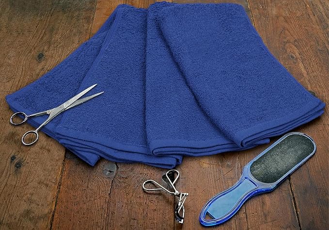 Softolle Salon Towels – Pack of 24 (16"x27") 100% Cotton Ring Spun (Not Bleach Proof) Ultra Soft, Highly Absorbent Hand Towels – Bulk for Spa, Gym & Salon (Navy Blue)