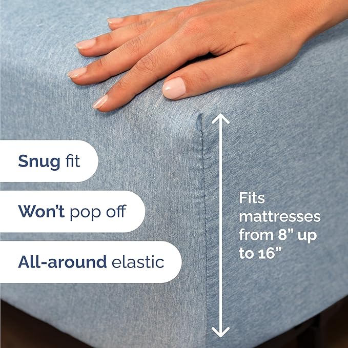 Twin Size 3 Piece Sheet Set - Comfy Breathable & Cooling Bed Sheets Set - Hotel Luxury Bedding for Women, Men, Kids, Teens, Boys & Girls - Deep Pockets, Soft & Wrinkle Free - Blue (Heathered Sheets)