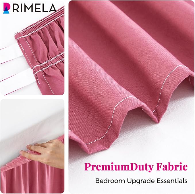 RIMELA Dusty Red Bed Skirt Queen Size 18 Inch Drop, Wrap Around Elastic Bedskirt, Dust Ruffle for Adjustable Bed Base Machine Washable Easy to Install Bed Skirts