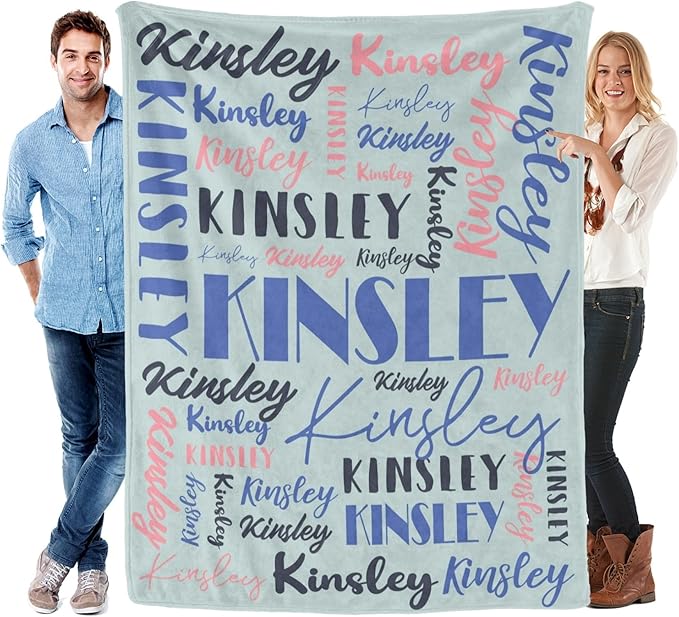 Name Blanket Personalized Blanket for Adult Kids Flannel Customize Throw Blanket Custom (Color 11, 50 x 60 Inches)