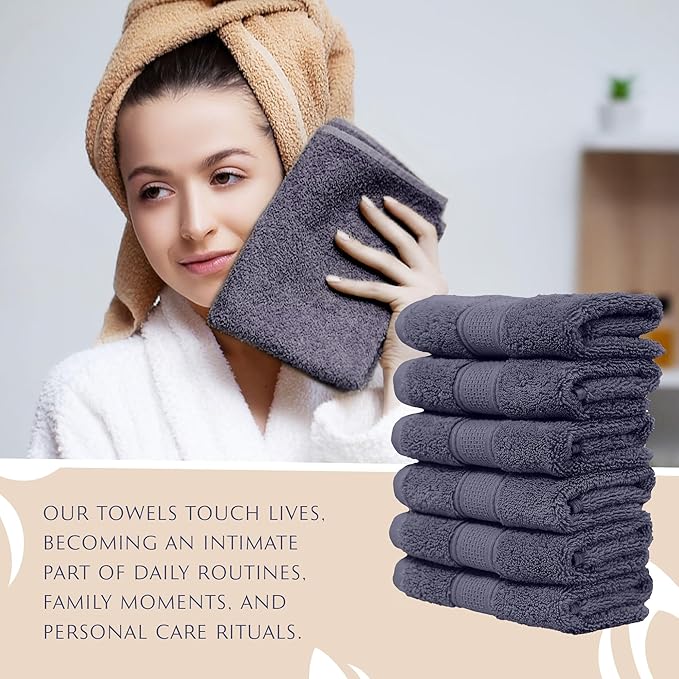 MAURA 6-Pack Premium Turkish Washcloth Set - Ultimate Luxury with Soft, Thick, Super Absorbent, and Oversized Cotton Face Towels - Ideal for a Hotel & Spa Quality Experience in Classic Denim Blue