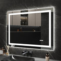 DeerValley LED Bathroom Mirror, 40" x 32" Front and Backlit Wall Mounted Bathroom Vanity Mirror, Anti-Fog, 3 Colors Dimmable, Shatterproof, Tempered Glass, Memory Function (Horizontal/Vertical)