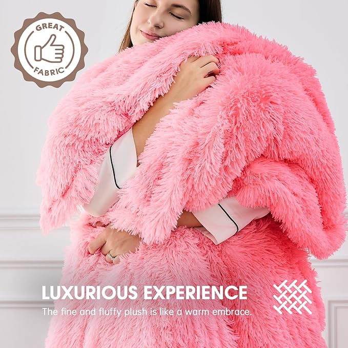 Heated Electric Blanket Queen,Warm Winter Birthday Gifts for Women Her Grandma–Faux Fur with Soft Sherpa,10 Heat Settings,5 Time Settings with Fast Heating, 84x90, Baby Pink