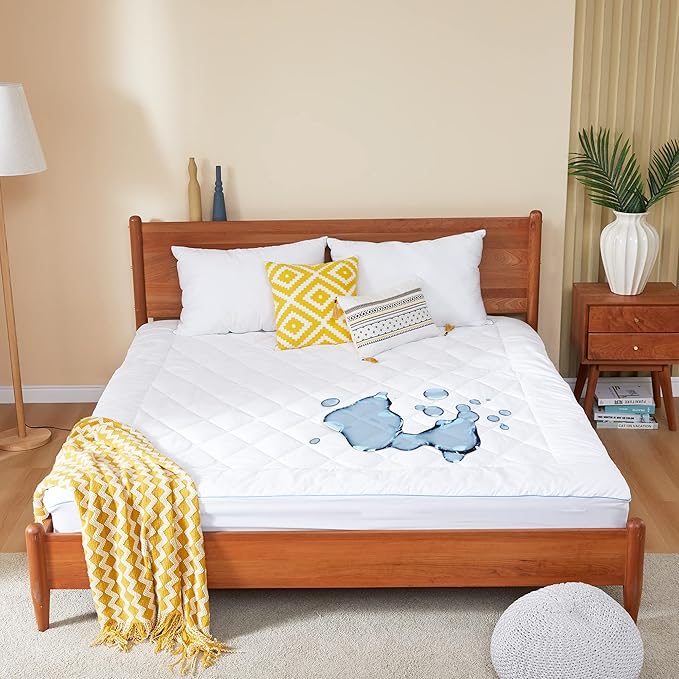 Queen Size Mattress Protector Waterproof Quilted Mattress Cover Cotton Mattress Pad Cover Extra Deep Pocket 18-22" Thin Version Hypoallergenic & Soft
