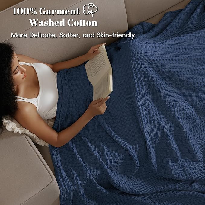 PHF 100% Cotton Waffle Weave Blanket King Size for Bed, Soft Lightweight & Breathable, All-Season Comfort, Luxury Aesthetic Woven Bedding for Home Decor, 108"x90", Taupe