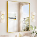 TokeShimi 30x36 Brushed Gold Mirror for Bathroom,Modern Bathroom Vanity Mirror,Tempered Glass,Gold Aluminum Framed Mirror(Horizontal/Vertical)