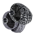 Satin Lined Sleep Cap Bonnet for Curly Hair and Braids, Stay On All Night Hair Wrap with Adjustable Strap for Women and Men, Grey and Black Leopard, Pack of 2