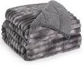 Sherpa Fleece Weighted Blanket with 3D Ribbed Stripes, 15 lbs Soft Flannel Heavy Throw Blanket for Couch Full Size Bed, Heavy Thick Blankets with Ceramic Beads, Great for Deep Sleep, 60" x 80"