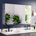 Medicine Cabinet 48" x 30", Bathroom Medicine Cabinet with Mirror, Recessed Medicine Cabinets with Adjustable Shelves, Soft-Closing Door, and Aluminum Alloy Frame - Reverse Installation, Silver