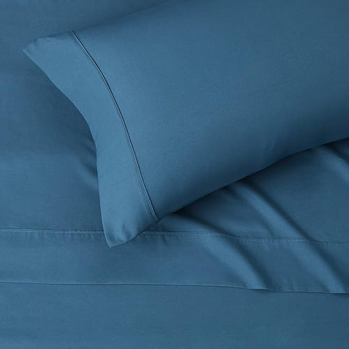 Amazon Basics Lightweight Super Soft Easy Care Microfiber 3-Piece Bed Sheet Set with 14-Inch Deep Pockets, Twin, Dark Teal, Pack of 4, Solid