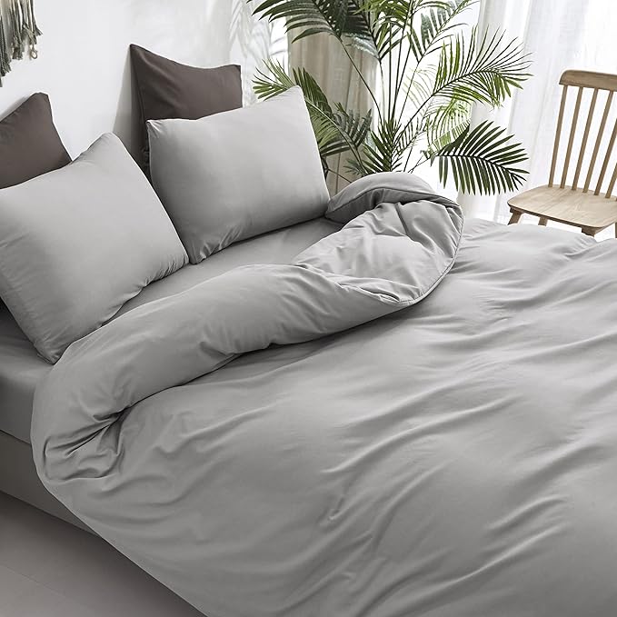 Cottonight Silver Grey Comforter Sets King Light Grey Bedding Comforter Set Pale Grey Color Blanket Quilts Soft Breathable Durable Bedding Comforter Sets