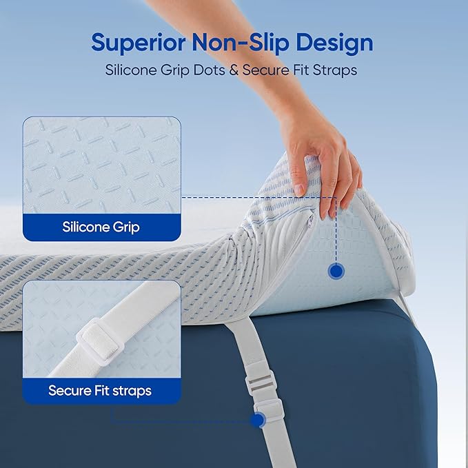 3 Inch Full Size Gel Memory Foam Mattress Topper High Density Cooling Pad Pressure Relief Bed Topper with Removable & Washable Cover