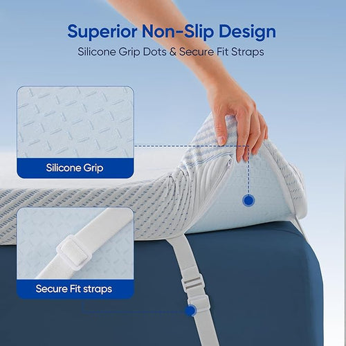 3 Inch Full Size Gel Memory Foam Mattress Topper High Density Cooling Pad Pressure Relief Bed Topper with Removable & Washable Cover