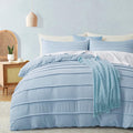 Oli Anderson Airy Blue Duvet Cover King Size - Pleated King Duvet Cover, 3PCS Soft and Breathable Textured Bedding Set with Zipper Closure(Airy Blue,104"x90")