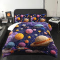 Puple Pink Galaxy Comforter Queen Size，Galaxy Theme Bedding Set Queen for Kids
