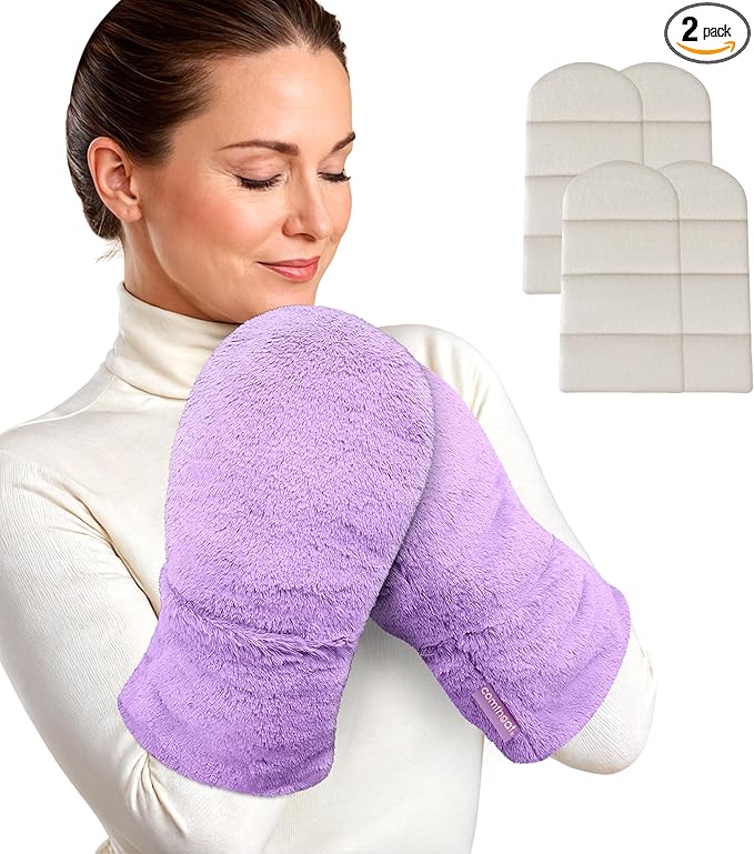 Microwavable Heating Mittens for Hand and Fingers to Relieve Arthritis Pain Heated Hands Mitts Warmers 1 Pair, Microwave Heated Hand Muff Wrist Heating Pad, Lavender Scent, Washable