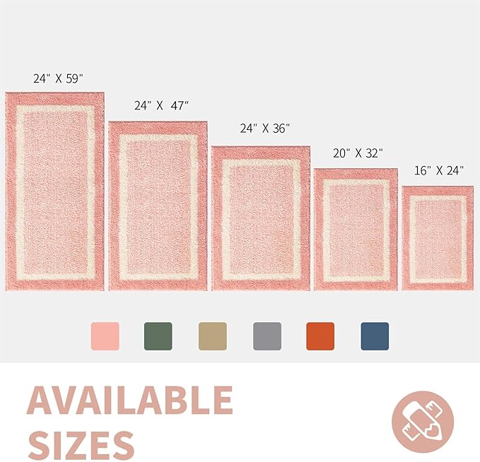 CozeCube Bath mats for Bathroom Non Slip, Fluffy Absorbent Microfiber Bath mat Washable, Aesthetic Bathroom Rugs, Large Blossom Pink Bath mat, Blossom Pink, 36" x 24"