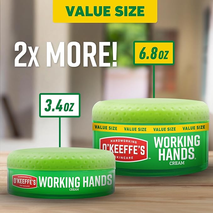 O'Keeffe's Working Hands Hand Cream for Extreme Dryness - 6.8 oz Value Size Jar (1 Pack) - Repairing Skincare for Cracked, Dry Hands