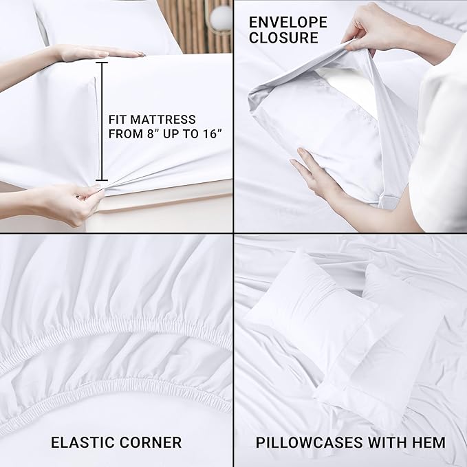 Utopia Bedding Full Bed Sheets Set - Pack of 10 Sheet Sets - Perfect for Spa, Hotel, & Guest Bedroom - Brushed Microfiber - Shrinkage and Fade Resistant - Easy Care (White)