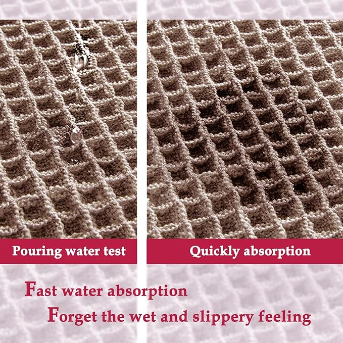 ZALL Tan Waffle Bath Mat,Super Absorbent Non Slip Bathroom Rug,Brown 24x36inch,Machine Washable Ultra Soft Floor Mats