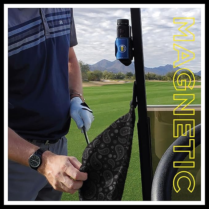 STICKIT Magnetic Golf Towel, Black Paisley | Top-Tier Microfiber Golf Towel with Deep Waffle Pockets | Industrial Strength Magnet for Strong Hold to Golf Carts or Clubs