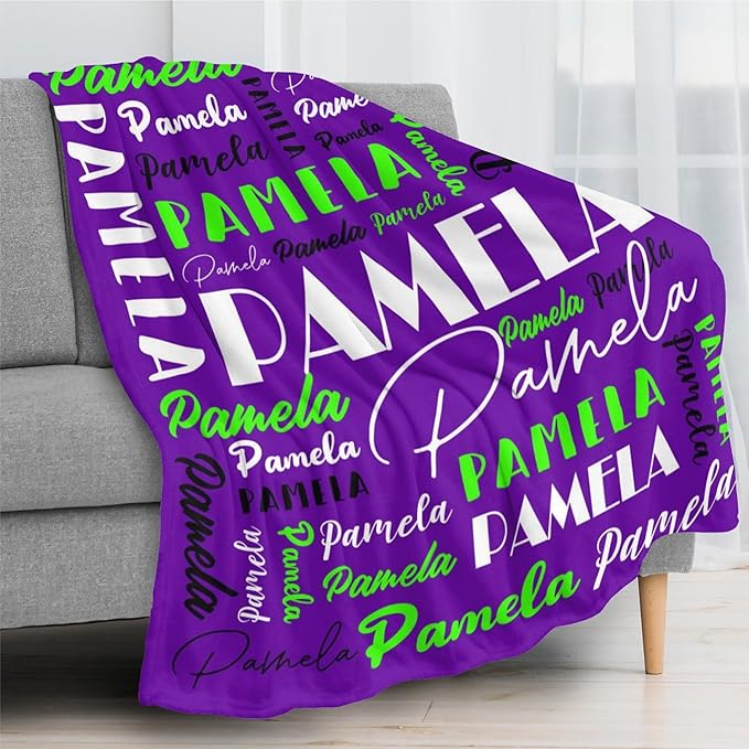 Name Blanket Personalized Blanket for Adult Kids Flannel Customize Throw Blanket Custom (Color 28, 50 x 60 Inches)