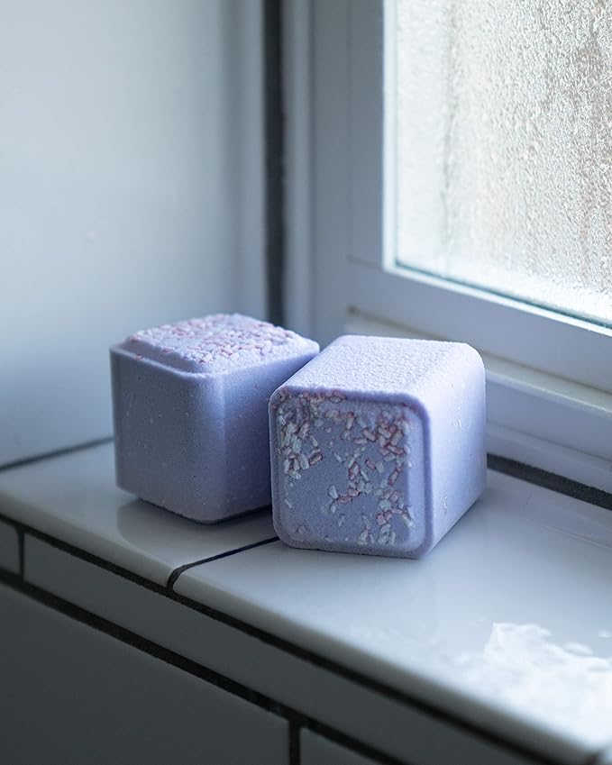 February Birthstone Amethyst 3 Piece Gift Set All Natural Bar Soap, Bath Bomb, Shower Steamer Made in USA Palm Oil Free