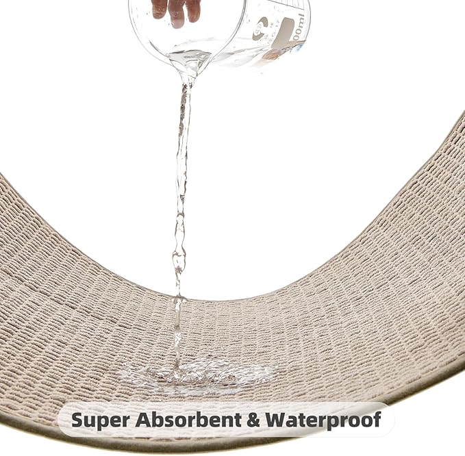 Bathroom Rugs Non Slip Washable, Super Absorbent Thin Bath Mat Small Quick Dry Low Pile Bathroom Rug, Beige 16"x24"