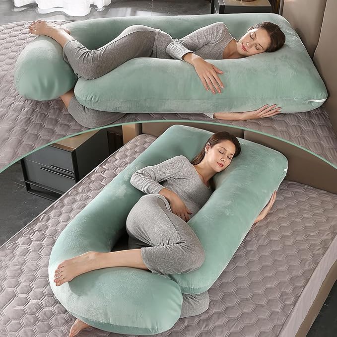 BATTOP Pregnancy Pillows for Sleeping,Full Body Maternity Pillow,Support for Back,HIPS,Legs,Belly for Pregnant Women,Pregnancy Pillow with Removable Cover