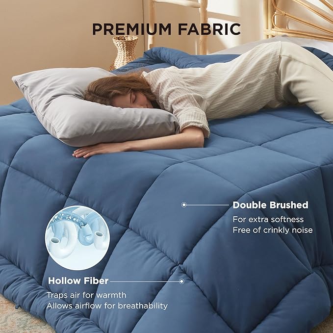 Bedsure Comforter Duvet Insert - Quilted Comforters Oversized King, All Season Duvet, GentleSoft Down Alternative Bedding, with 8 Tabs, Gifts for Women/Men, Dark Slate Blue, Oversize King 116x98Inche