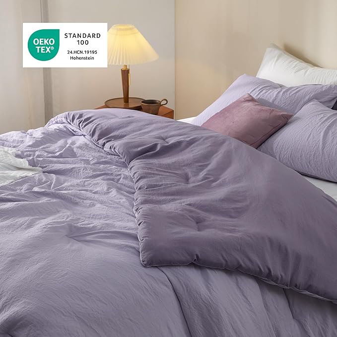 Bedsure Twin/Twin XL Comforter Set, Reversible Purple Soft Prewashed Bedding for All Seasons, 2 Pieces Warm Down Alternative Bed Set, 1 Lightweight Comforter (68"x88") and 1 Pillowcase
