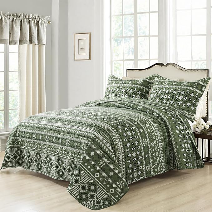 BEDIFANY California King Quilt, Reversible Lightweight Bedspread, Boho Bed Spread Coverlet Sets for Bed Decoration, All-Season Oversized King Size Quilt Bedding Set (108 * 118 in), 3 Pieces
