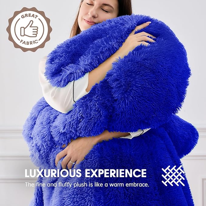 Heated Electric Blanket Twin–Faux Fur with Soft Thick Sherpa,Warm Winter Birthday Gifts for Women Grandma，10 Heat Settings,5 Time Settings with Fast Heating, 62x84, Glacier Blue
