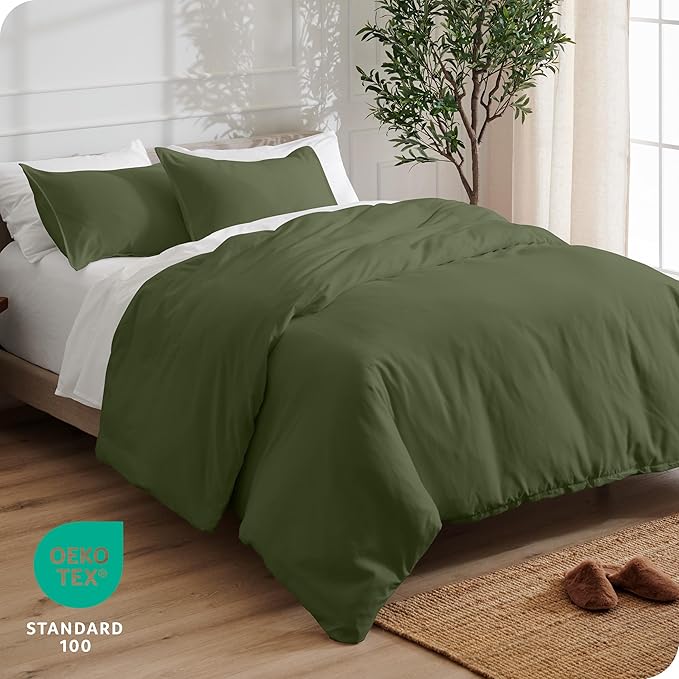 Bare Home Bedding Duvet Cover King Size - Premium 1800 Super Soft Collection - Lightweight, Cooling - Soft Breathable Bedding Duvet Cover (King, Cypress)