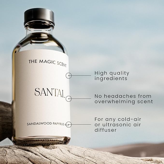 The Magic Scent Santal Fragrance Oil - Diffuser Oil Scent - Santal Aroma Diffuser Oils - Luxury Scents for Home - Sandalwood Oil - 4 fl oz, 120 mL