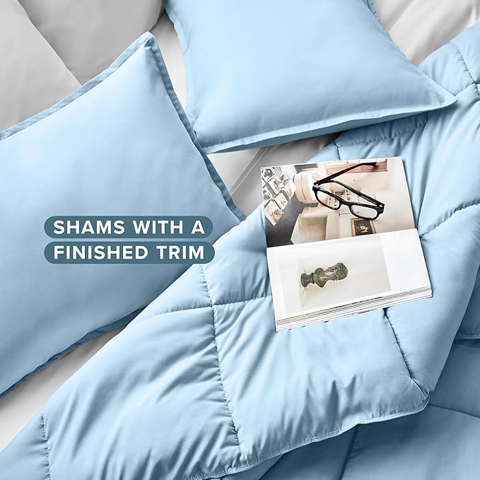 Bare Home Comforter Set - Twin/Twin Extra Long Size - Ultra-Soft - Goose Down Alternative - Premium 1800 Series - All Season Warmth (Twin/Twin XL, Light Blue)