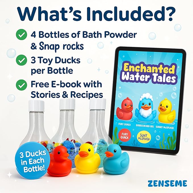 Bath Bombs for Boys with Mini Toy Ducks Inside – Kids Bath Bombs Powder - Bubble Bath for Kids – Bathtime Experiment Kit Mix - Blast of Foam & Colour Surprise – Gift Set of 4