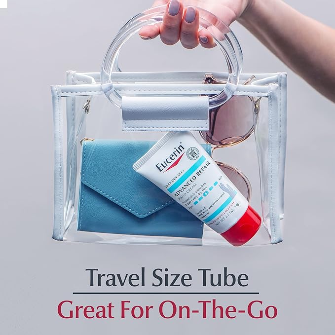 Eucerin Advanced Repair Hand Cream, Immediately Soothes and Repairs Very Dry Skin, Fragrance Free, Non Greasy, Fast Absorbing, Travel Size Hand Lotion, 2.7 Oz Tube, Pack of 3