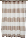 Amazon Basics Bathroom Shower Curtain, Water Resistant Fabric with Grommets & Hooks, Machine Washable, 72"x72", Light Brown, Beige