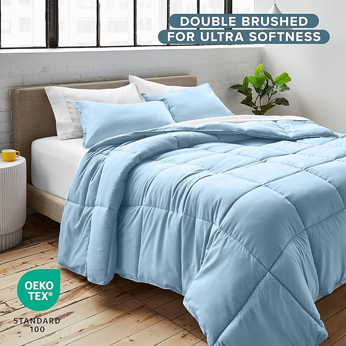Bare Home Comforter Set - Twin/Twin Extra Long Size - Ultra-Soft - Goose Down Alternative - Premium 1800 Series - All Season Warmth (Twin/Twin XL, Light Blue)