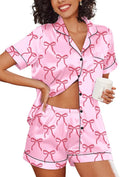 Ekouaer Pajamas for Women Set Silk Satin Pjs Shorts Sleepwear 2 Piece Loungewear S-XXL
