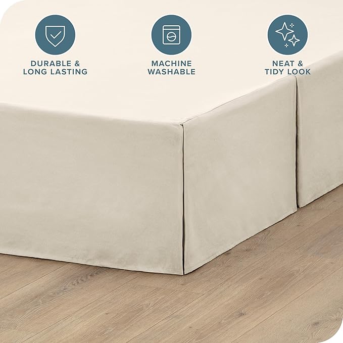 Bare Home California King Bed Skirt - 15-Inch Tailored Drop Easy Fit - Bed Skirt for Cal King Beds - Center & Corner Pleats (Cal King, Sand)
