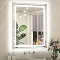 TETOTE Led Bathroom Mirror 30 x 36 with Brushed Nickel Frame Anti-Fog Frontlit & Backlit Vanity Mirror Stepless Dimmable Lighted Mirrors for Bathroom Wall 3 Colors White/Warm/Natural Wall-Mounted