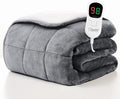 Homemate Heated Weighted Blanket for Adults - 62"x84" 20lbs Electric Throw Fast Heating Heavy Blanket 1/2/4/6/8 Hour Auto Off 10 Heat Levels Over-Heat Protection Soft Flannel Sherpa