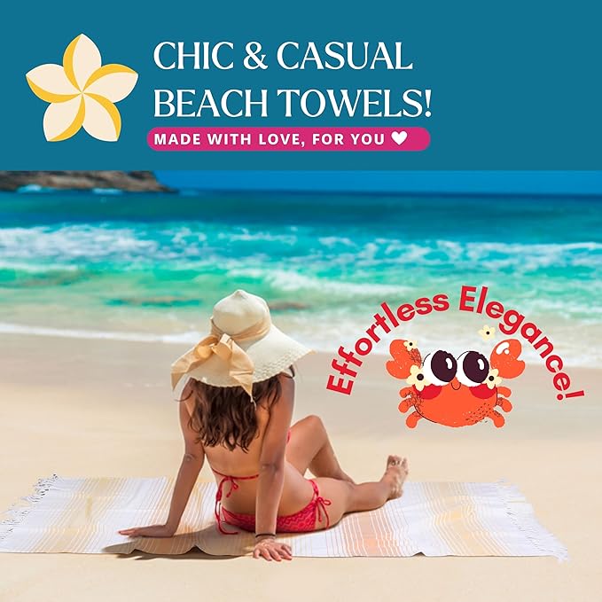Native Fab 100% Cotton Peshtemal Turkish Bath and Beach Towels Set of 2, Large 40x71 Travel Sarong Gym Pool Spa Towels, Ultra Soft Quick Dry Absorbent Fouta Hammam Peshtemal Towels Yellow