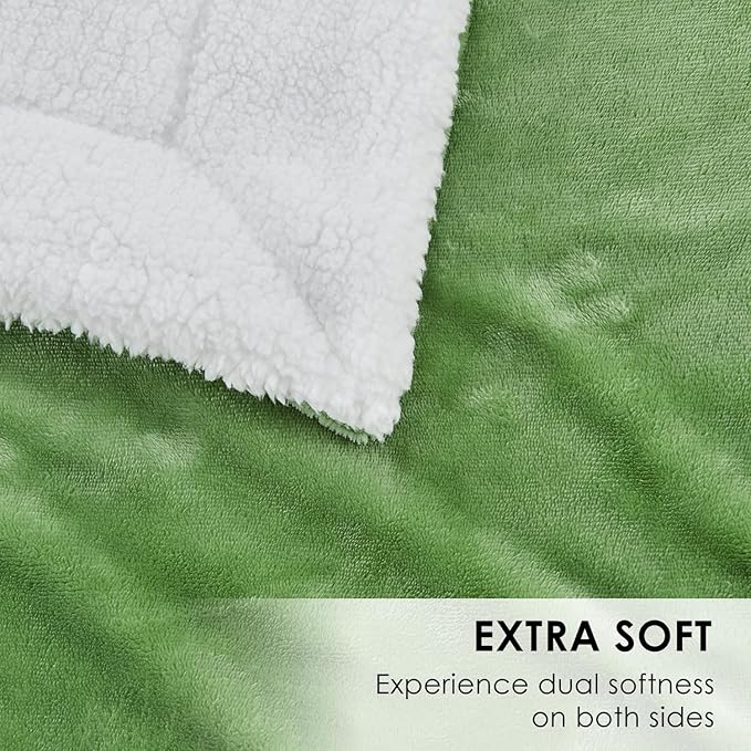 SOCHOW Sherpa Fleece Throw Blanket, Double-Sided Super Soft Luxurious Plush Blanket Throw Size, Sage Green, 50x60 inches