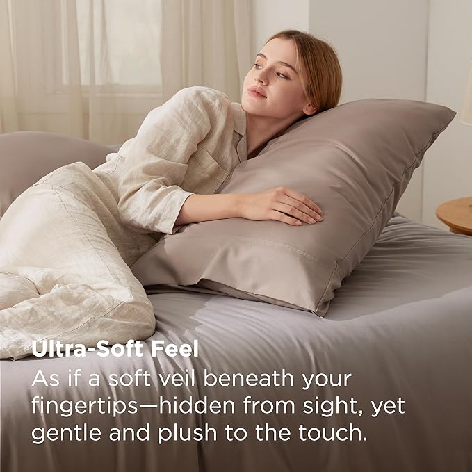 Bedsure King Size Pillow Cases Set of 2 - Khaki Brushed Microfiber Pillowcases 2 Pack, Super Soft Pillow Case Cover with Envelope Closure, Wrinkle, Fade and Stain Resistant, 20x36 Inches