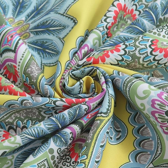 Extra Long Shower Curtain 84 Inches, Water Repellent Fabric with Vibrant Brazilian Medallion Print, 12 Metal Grommets & Weighted Hem, 72x84 Inches
